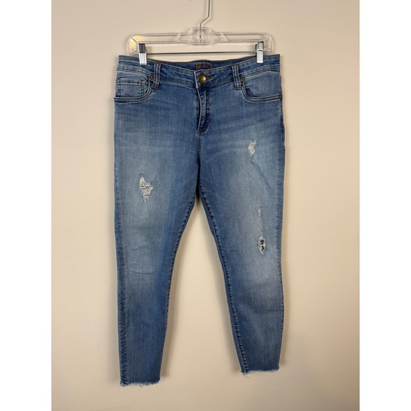 Kut from the Kloth Denim - Kut from the‎ Kloth Skinny Jeans Women 10 Blue Distressed Raw Hem Stretch Denim